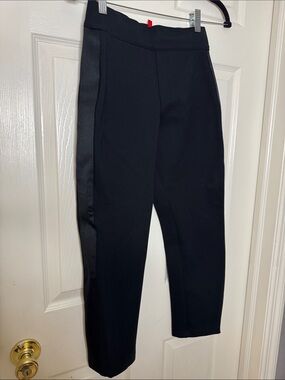 Spanx Black Tuxedo-Style Ankle Pants with Satin Side Stripe